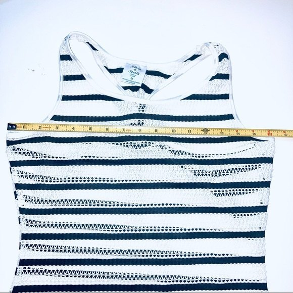 Swim CoverUp - Alexa & Stella Crochet Black White Striped CoverUp Size Medium - Picture 5 of 6